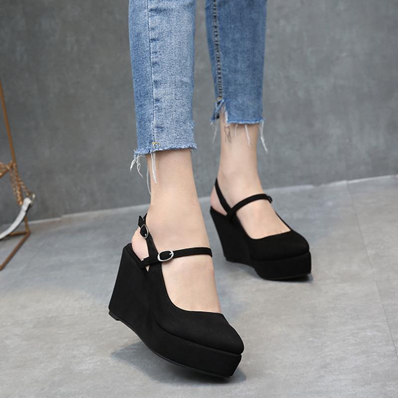 Sandals High-heeled Sponge Cake Thick-soled Pointed Toe