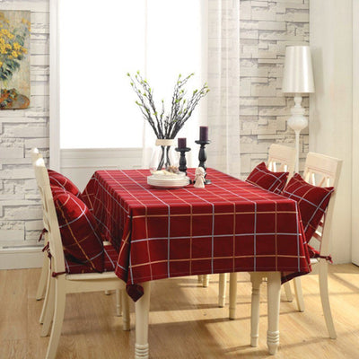 Simple Cafe Dining Table Cloth Desk Cotton Linen Rectangular Tea Table Cloth Home Linen 60*60cm Wine Red 