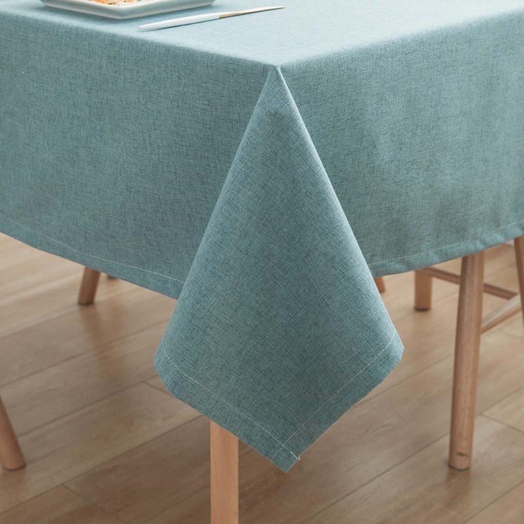 Simple Cotton Linen Dining Solid Tablecloth Rectangular Waterproof Home Linen 