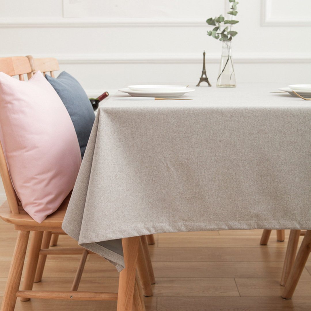Simple Cotton Linen Dining Solid Tablecloth Rectangular Waterproof Home Linen 90*90cm Gray 