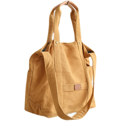 Simple Large Capacity Casual Canvas Shoulder Bag Dec 2021 New Arrival Yellow 