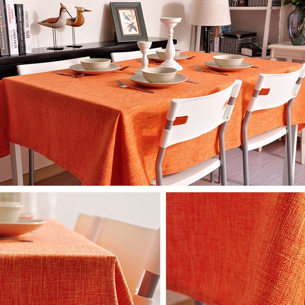 Simple Nordic Fabric Linen Tablecloth Home Linen 70cm*70cm Orange 