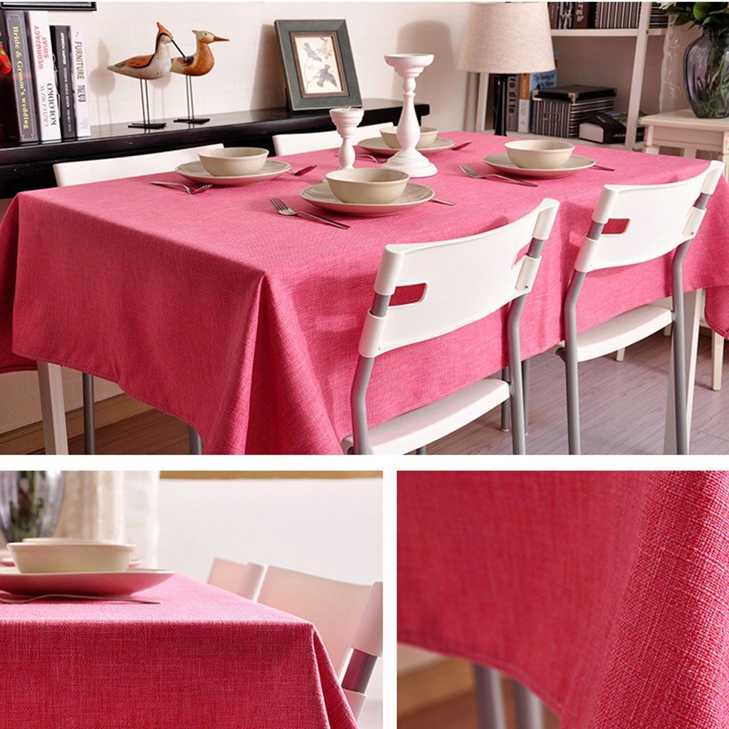 Simple Nordic Fabric Linen Tablecloth Home Linen 70cm*70cm Rose Pink 