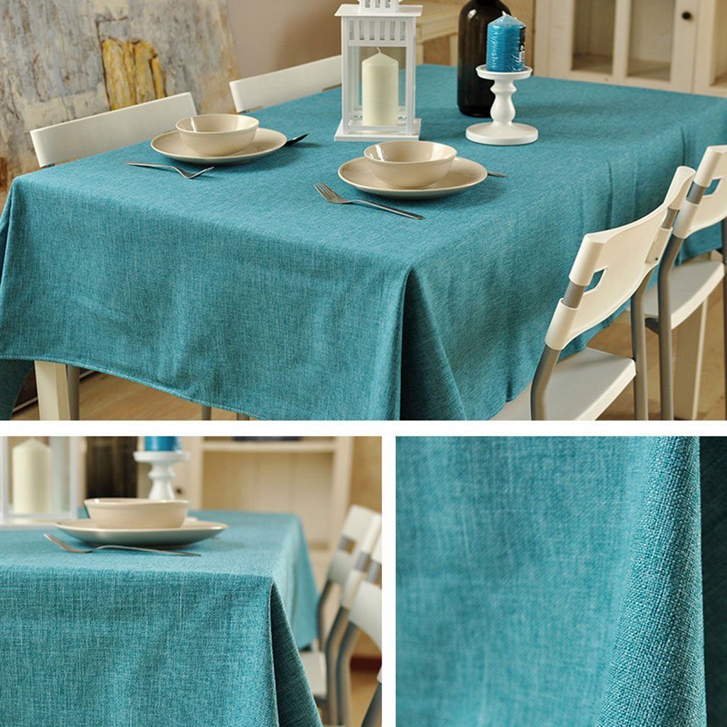 Simple Nordic Fabric Linen Tablecloth Home Linen 70cm*70cm Vintage Blue 