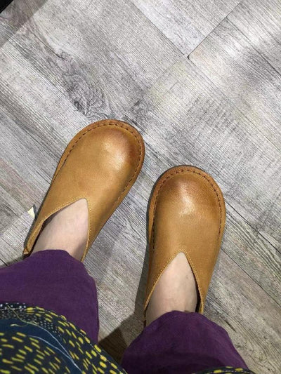 Simple Solid Literary Fan Female Flat Bottom Slippers Leather Shoes 2019 April New 