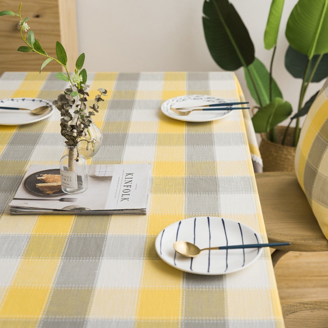 Simple Waterproof Tablecloth Linen Tablecloth Rectangular Table Cover Fabric Home Linen 90*90cm Plaid 