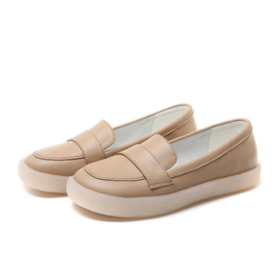 Soft Comfortable Flats Slip On Leather Shoes 2020 New January 35 Beige 