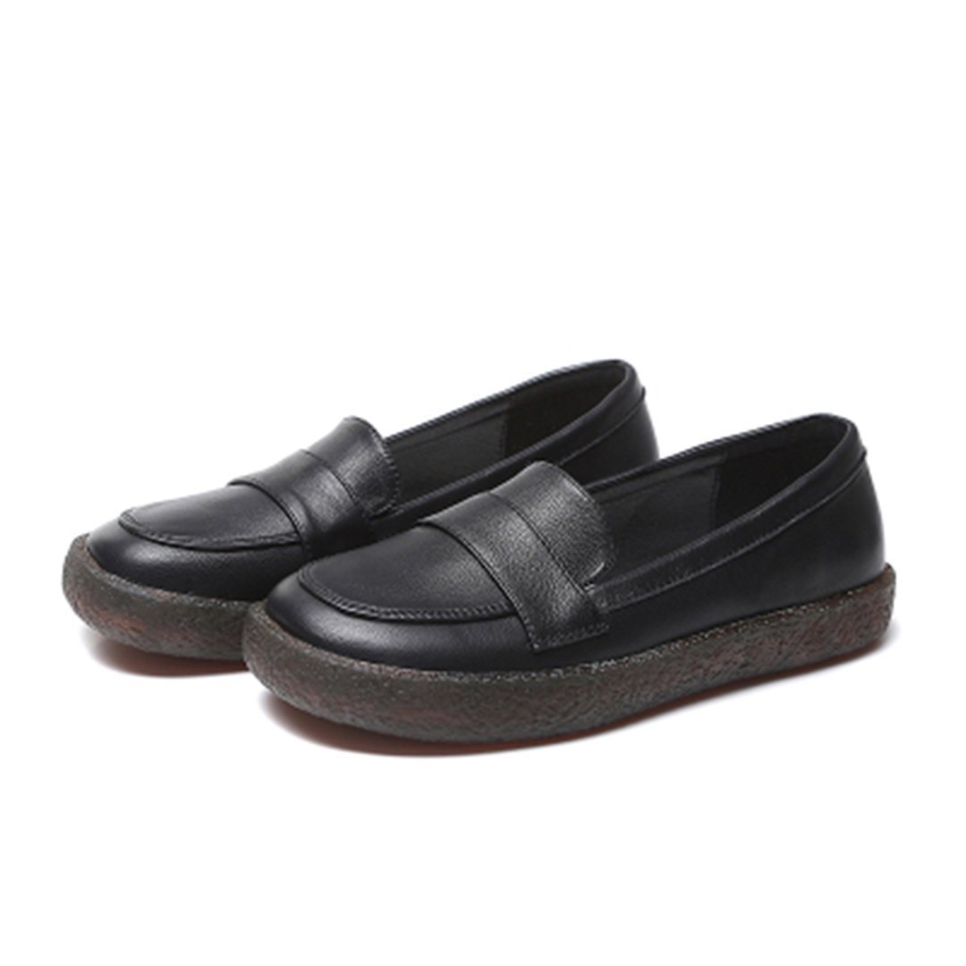 Soft Comfortable Flats Slip On Leather Shoes 2020 New January 35 Black 