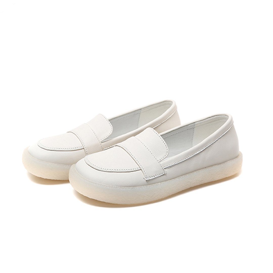 Soft Comfortable Flats Slip On Leather Shoes 2020 New January 35 Off White 