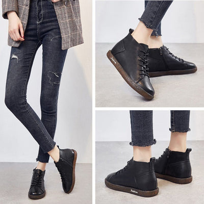 Soft Comfortable Leather Lace-Up Boots 2019 New December 