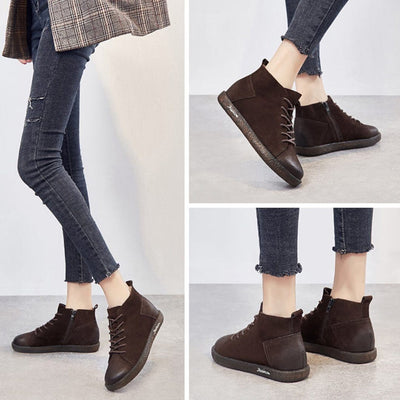 Soft Comfortable Leather Lace-Up Boots 2019 New December 