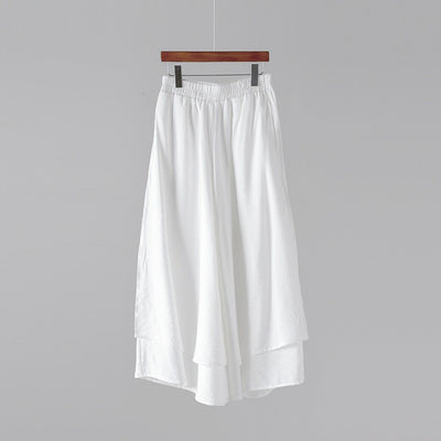 Solid Tiered Pants Culottes One Size White 
