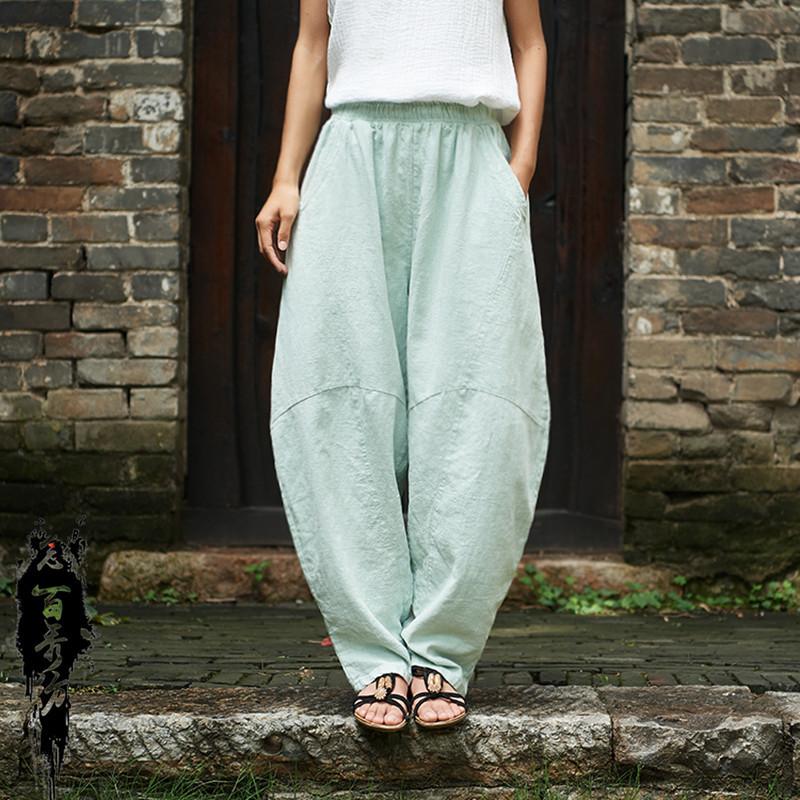 Spring And Summer Cotton Lantern Casual Pants May 2021 New-Arrival S Bean Green 