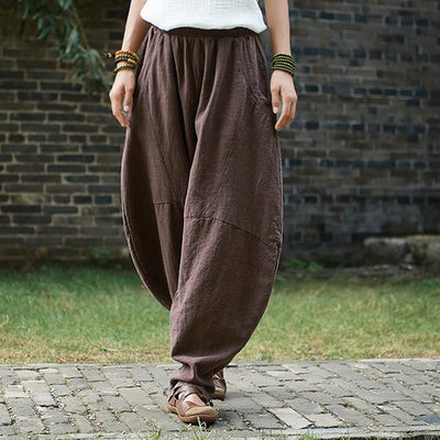 Spring And Summer Cotton Lantern Casual Pants May 2021 New-Arrival S Brown 