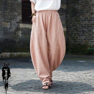 Spring And Summer Cotton Lantern Casual Pants May 2021 New-Arrival S Pink 