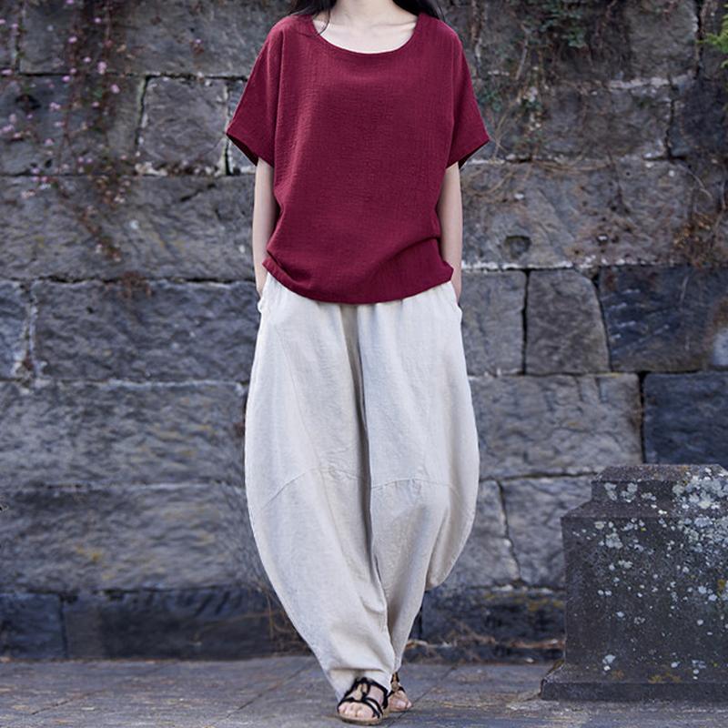 Spring And Summer Cotton Lantern Casual Pants May 2021 New-Arrival S Raw Hemp 