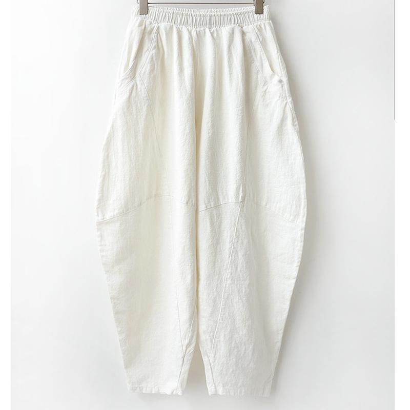 Spring And Summer Cotton Lantern Casual Pants May 2021 New-Arrival S White 