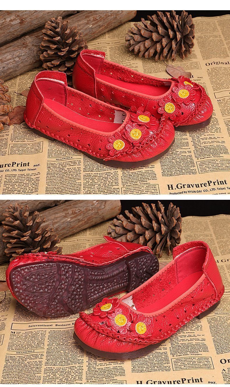 Spring And Summer Flat Bottom Cowhide Women Shoes