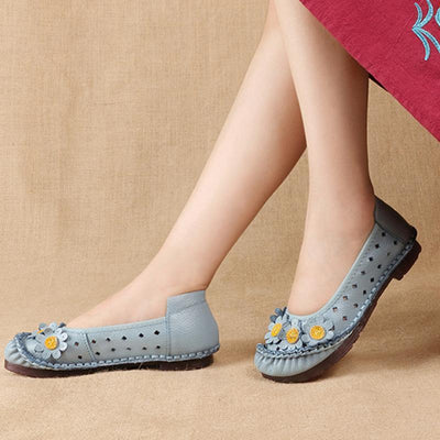 Spring And Summer Flat Bottom Cowhide Women Shoes