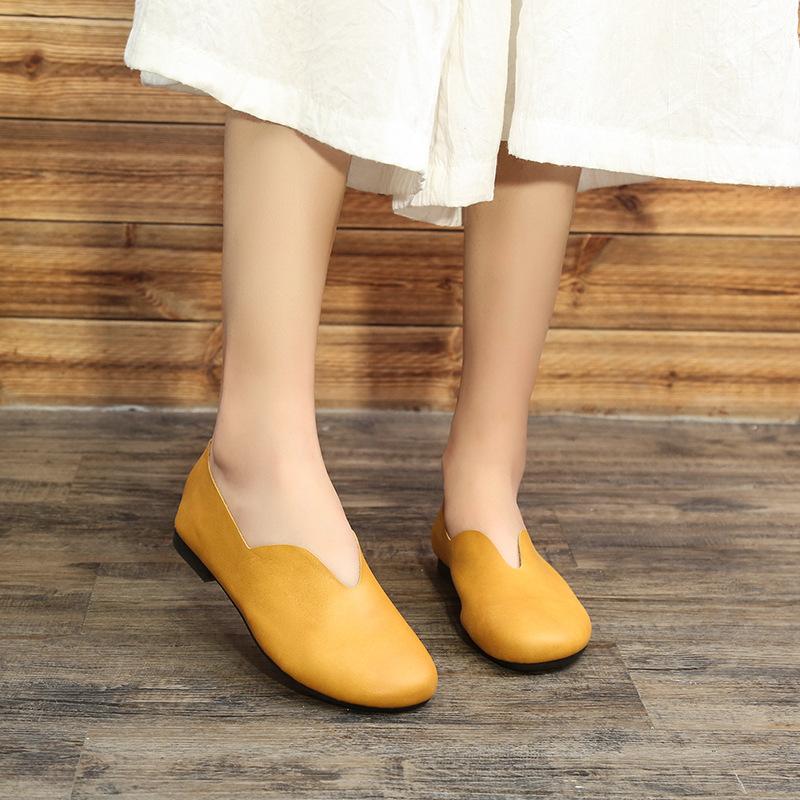 Spring and Summer New Style Mori Retro Leather Shoes September 2020 new arrival 35 lemon 