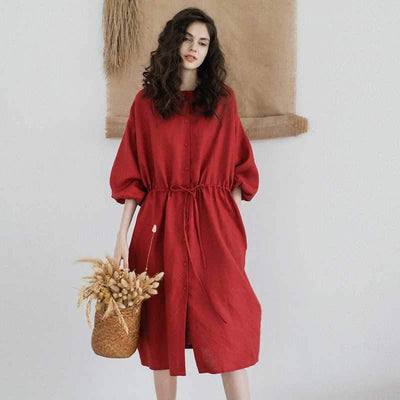Spring Autumn Cotton And Linen Cardigan Coat 2019 March New S Red 