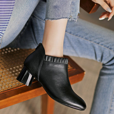 Spring Autumn Leather Retro Ankle Boots