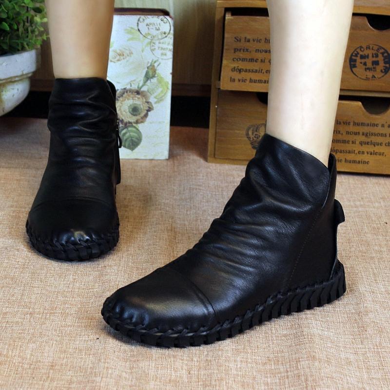 Spring Autumn Leather Wild Size Women's Casual Boots 35-41 2019 May New 35 Black 