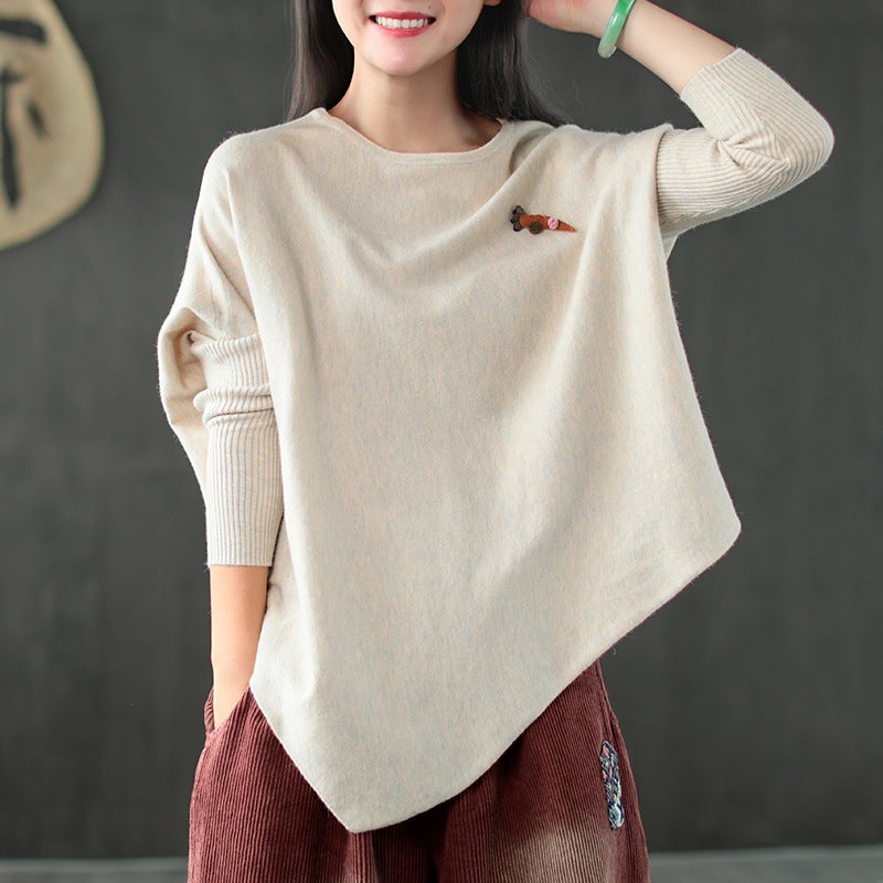 Spring Autumn Retro Embroidery Loose Cotton Cardigan Jan 2022 New Arrival One Size Beige 