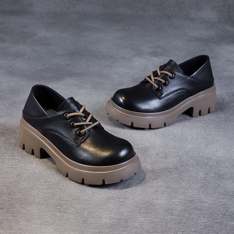 Spring Autumn Retro Soft Leather Wedge Casual Shoes Dec 2022 New Arrival 