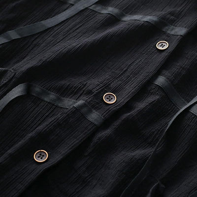 Spring Black Bat-sleeve Shirt Dress