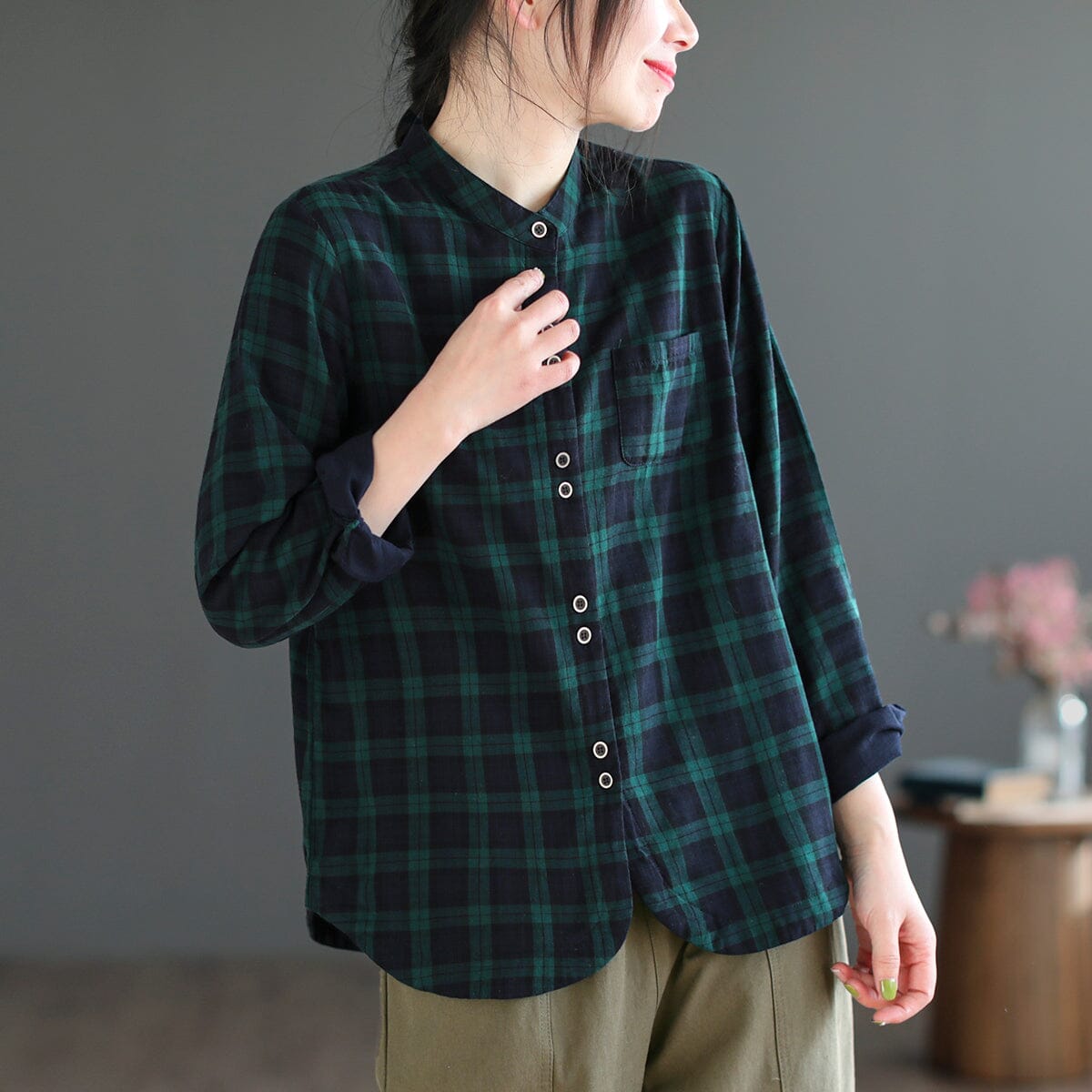 Spring Casual Double-Layer Cotton Blouse