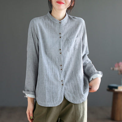 Spring Casual Double-Layer Cotton Blouse