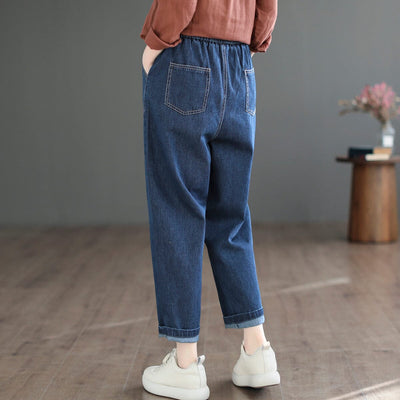Spring Casual Solid Loose Harem Cotton Jeans
