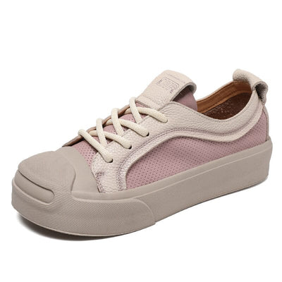 Spring Color Matching Leather Flat Casual Shoes Mar 2023 New Arrival Purple 35 