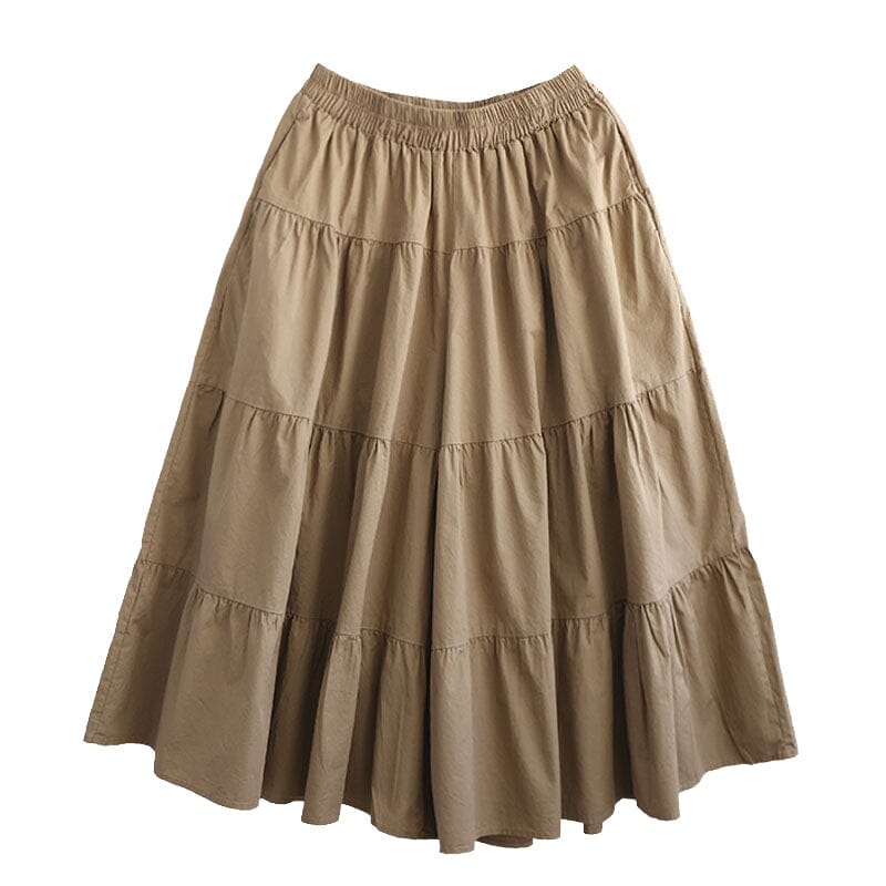 Spring Cotton Solid Patchwork Loose Skirt Feb 2023 New Arrival 
