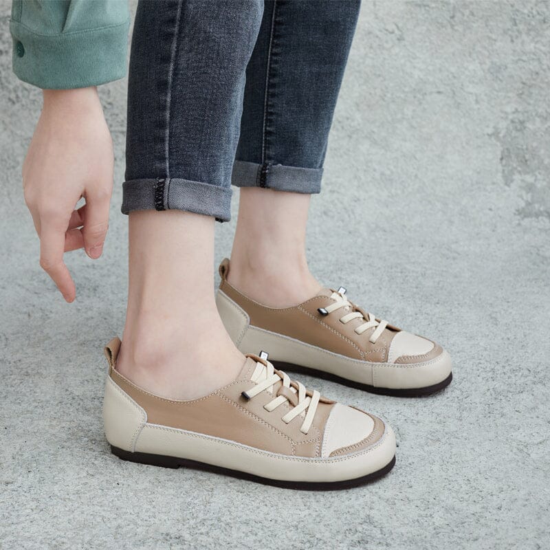 Spring Fashion Patchwork Leather Fashion Casual Shoes