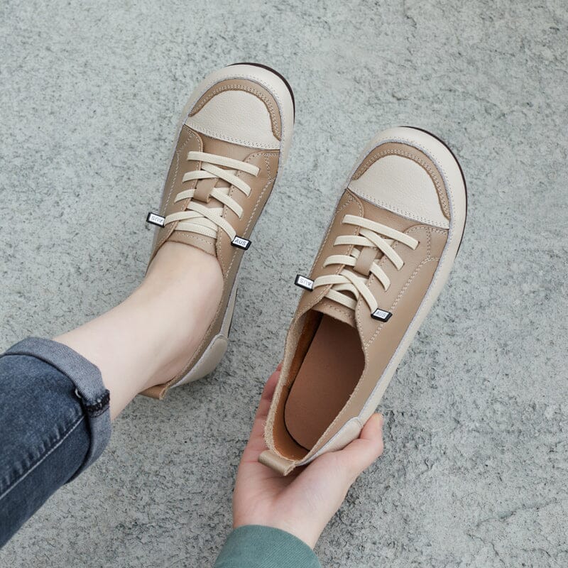 Spring Fashion Patchwork Leather Fashion Casual Shoes