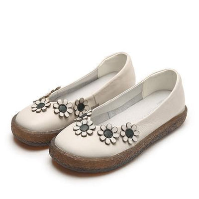 Spring Flat Soft Bottom Leather Retro Shoes 2019 April New 34 Beige 