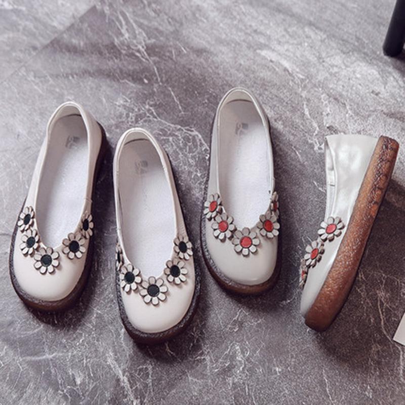 Spring Flat Soft Bottom Leather Retro Shoes 2019 April New 