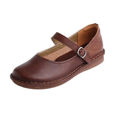 Spring Handmade Leather Buckle Casual Shoes