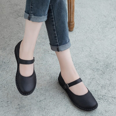 Spring Handmade Retro Leather Buckle Casual Shoes