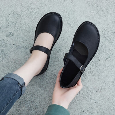 Spring Handmade Retro Leather Buckle Casual Shoes