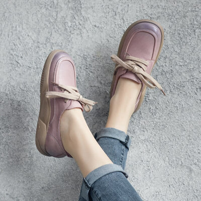 Spring Handmade Round Head Retro Leather Casual Shoes Mar 2023 New Arrival 