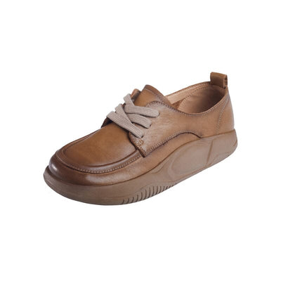 Spring Handmade Round Head Retro Leather Casual Shoes Mar 2023 New Arrival 
