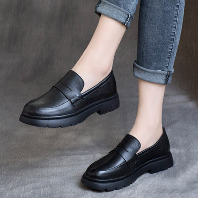 Spring Leather British Round Toe Loafers Shoes 2020 New February 