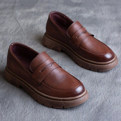 Spring Leather British Round Toe Loafers Shoes 2020 New February 