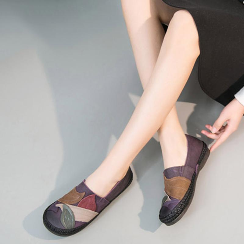 Spring Leather Retro Handmade Soft Bottom Women Shoes 2019 April New 