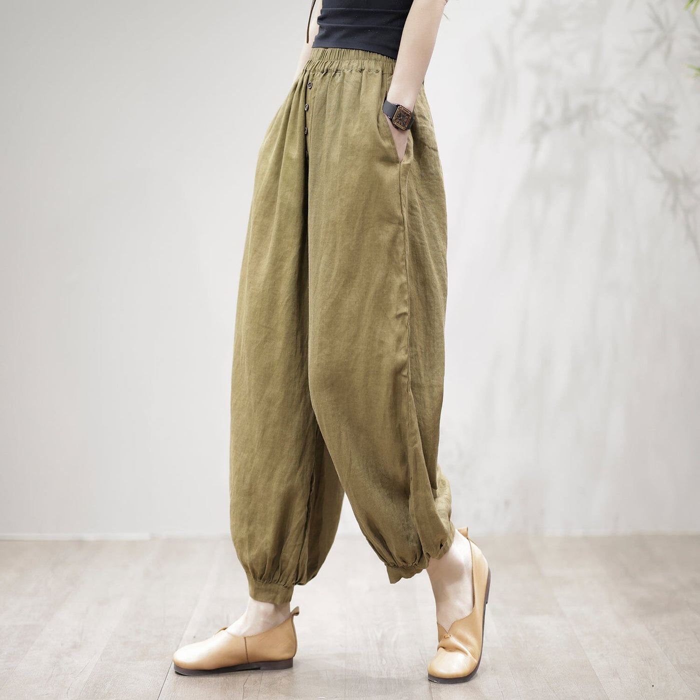 Spring Linen Loose Solid Harem Pants for Women Feb 2023 New Arrival 