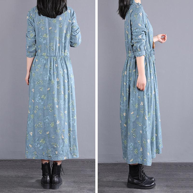 Spring Loose Single-breasted Floral Dress March 2021 New-Arrival 