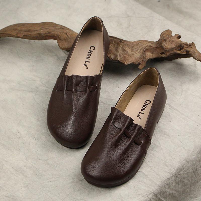 Spring New Leather Flat Bottom Casual Shoes